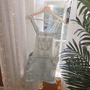 Forever 21 Blue Square Neck Mini Jeans Dress